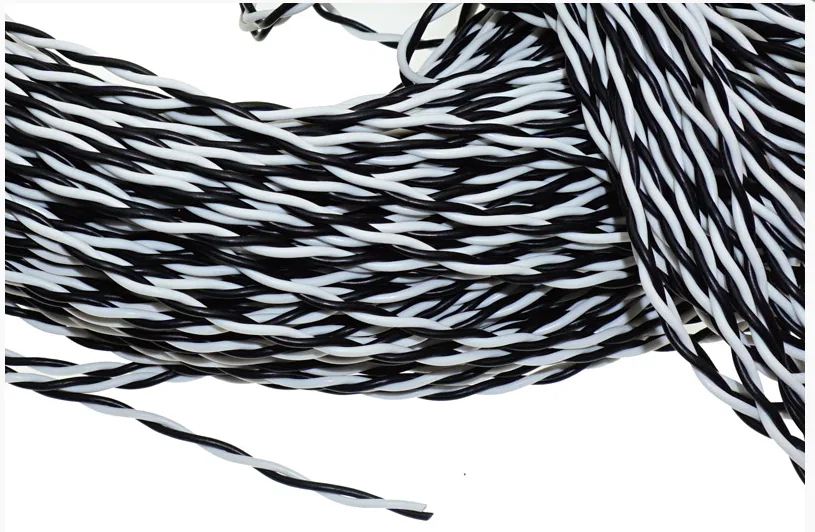 Провод плетёный двужильный 22AWG, белый + чёрный